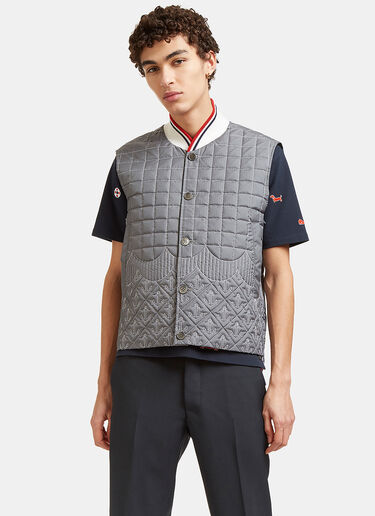 Thom Browne Quilted Anchor Embroidered Gilet Grey thb0127034