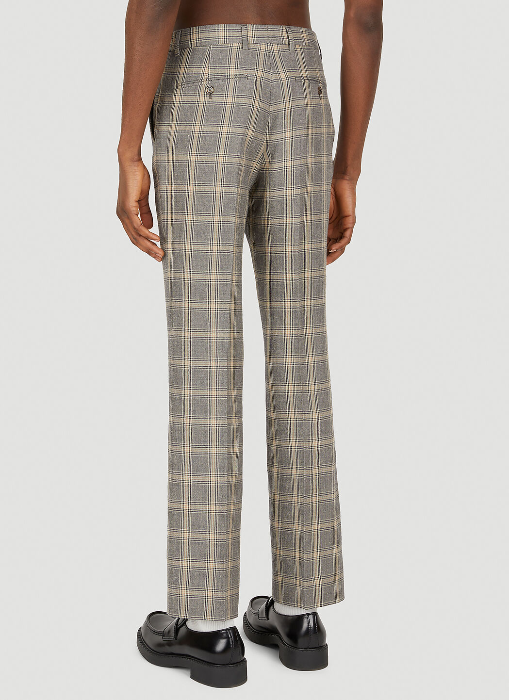 Super Skinny Grey Check Dress Pants | boohooMAN USA