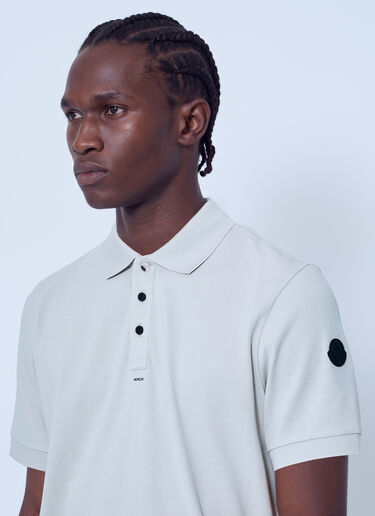 LN-CC® - Moncler: Polo Shirt with Sleeve Logo Patch - Beige Moncler Polo Shirt with Sleeve Logo Patch Beige mon0166020