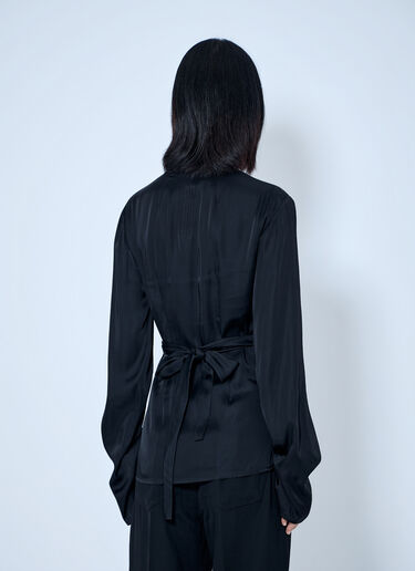 LN-CC® - Rick Owens: Laura Satin Wrap Top - Black Rick Owens Laura Satin Wrap Top Black ric0265013