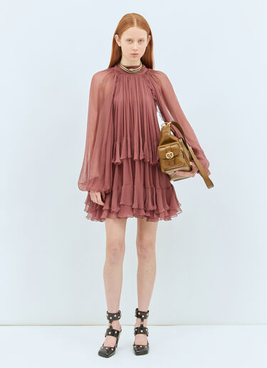 Chloé Mini Cape Dress Brown chl0258006