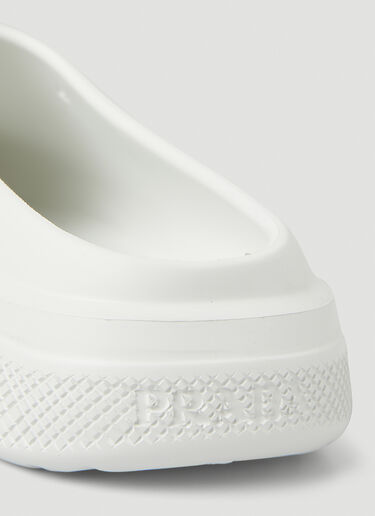 Prada Logo Embossed Foam Mules White pra0149040