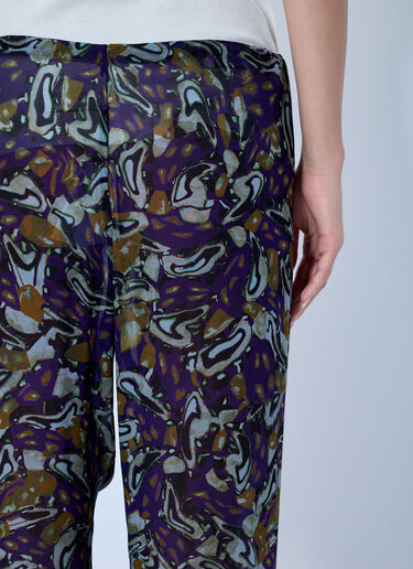 LN-CC® - Dries Van Noten: Pachas Printed Silk Straight Pants - Purple Dries Van Noten Pachas Printed Silk Straight Pants Purple dvn0265006