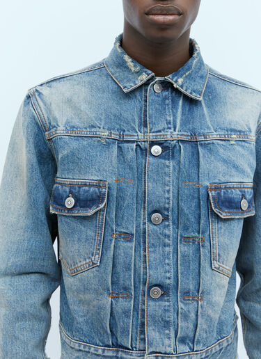 Maison Margiela Cropped Distressed Denim Jacket Light Blue mla0353002