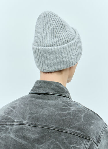 Acne Studios Large Face Logo Beanie Hat Grey acn0155043