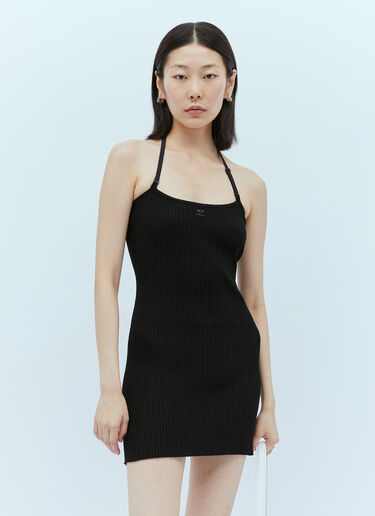 Courrèges Rib Knit Strap Mini Dress Black cou0253009