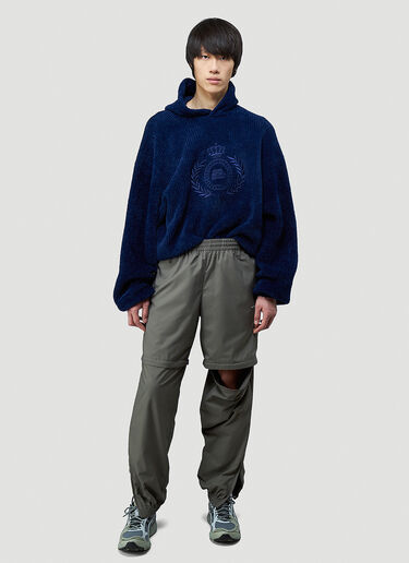 Balenciaga Embroidered Logo Hooded Sweatshirt Blue bal0143023
