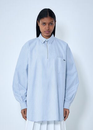 Prada Half-Zip Pinstripe Shirt Blue pra0264040