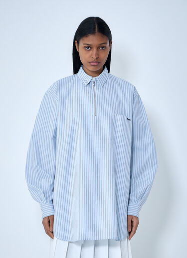 Prada Half-Zip Pinstripe Shirt Blue pra0264040