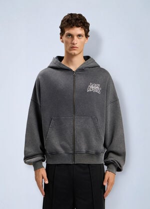 Palm Angels Palm Leaf Loose Zip Hoodie Grey pma0164035