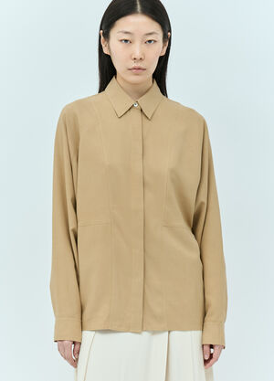 The Row Panelled Silk Shirt Green row0256027