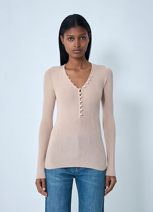 Chloé Henley Button-Down Top Pink chl0262007