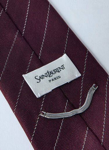 Saint Laurent 条纹真丝缎面领带  棕色 sla0159021