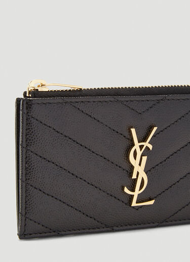 Saint Laurent Logo-Plaque Grain De Poudre Wallet Black sla0240028