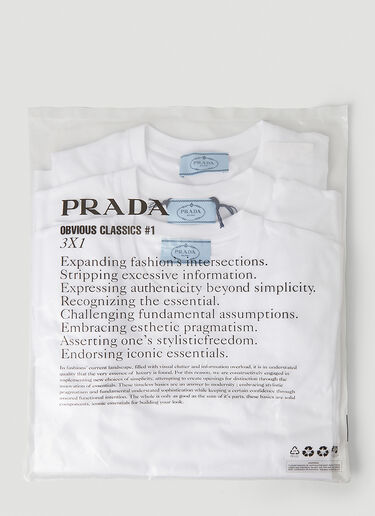 Prada Set of Three Jersey T-shirts White pra0235008