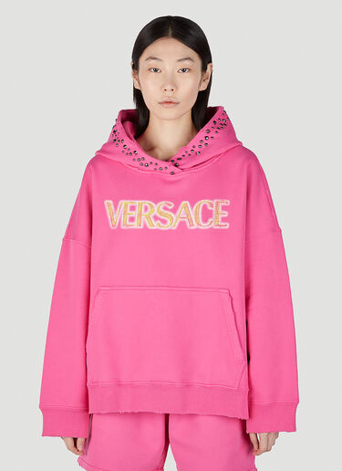 Versace ロゴ刺繡 フードスウェットシャツ ピンク vrs0251005