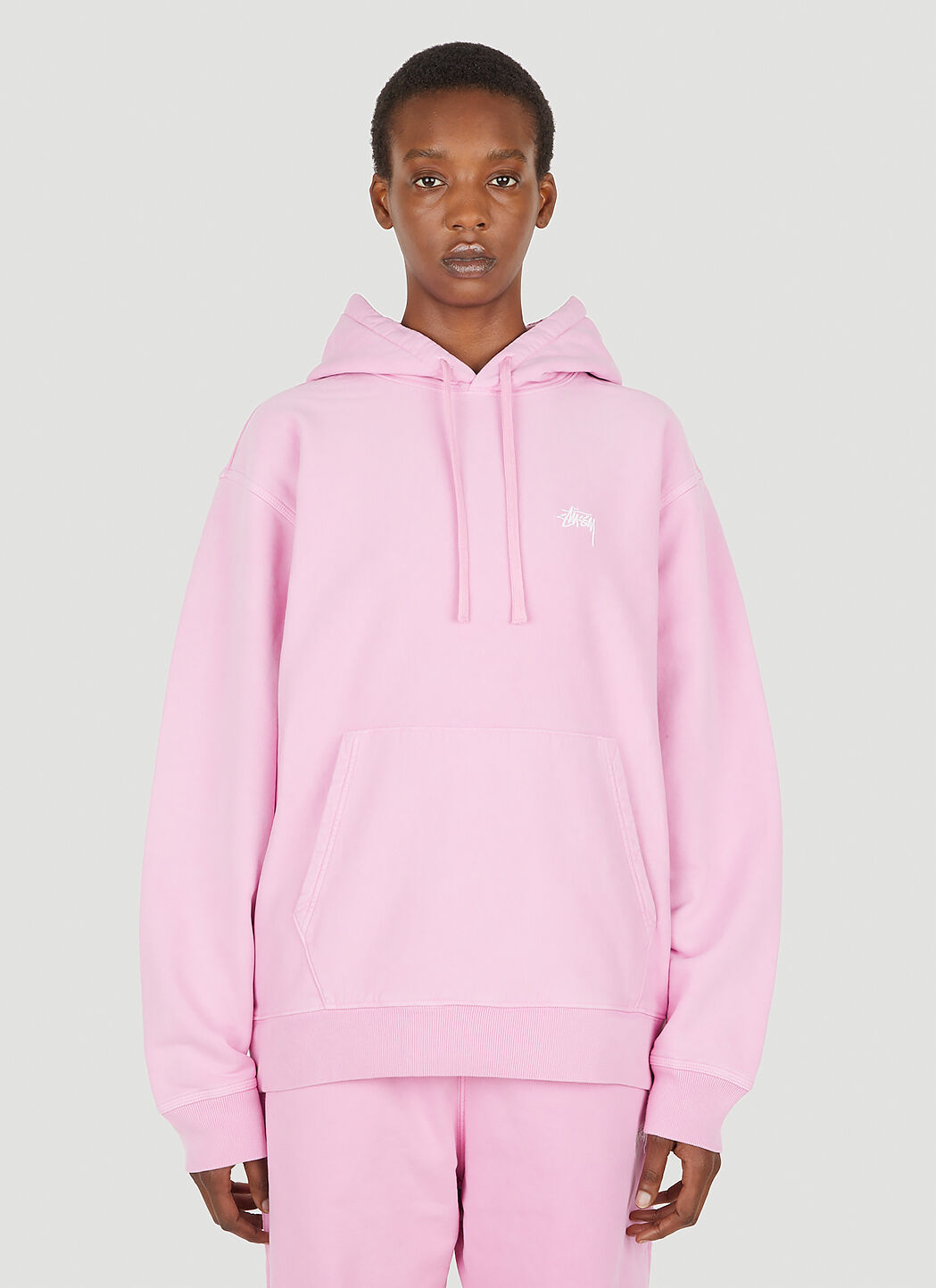 St ssy Stock Logo Hooded Sweatshirt in Pink LN CC