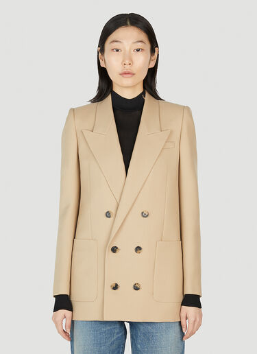 Saint Laurent Double Breasted Blazer Beige sla0251031