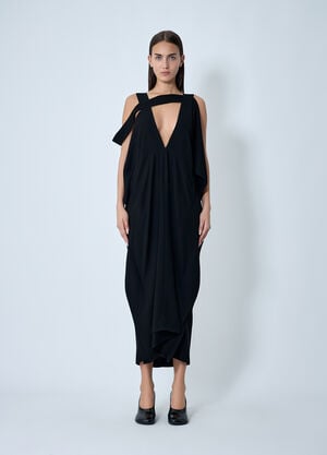 Yohji Yamamoto Draped Maxi Dress Black yoy0262028
