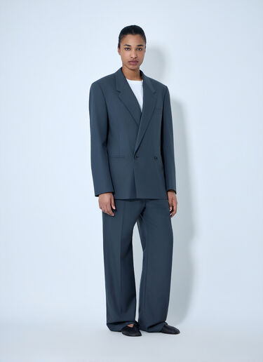 Lemaire Double-Breasted Wool Suit Blazer Dark Grey lem0264002