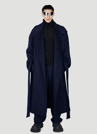 Balenciaga Raglan Belted Coat Dark Blue bal0151004