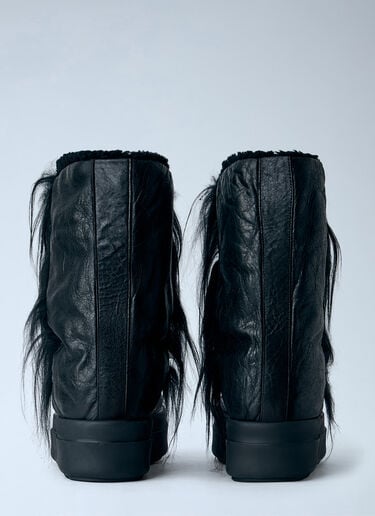 LN-CC® - Rick Owens: Fringed Mega Bumper Lunar Boots - Black Rick Owens Fringed Mega Bumper Lunar Boots Black ric0165018