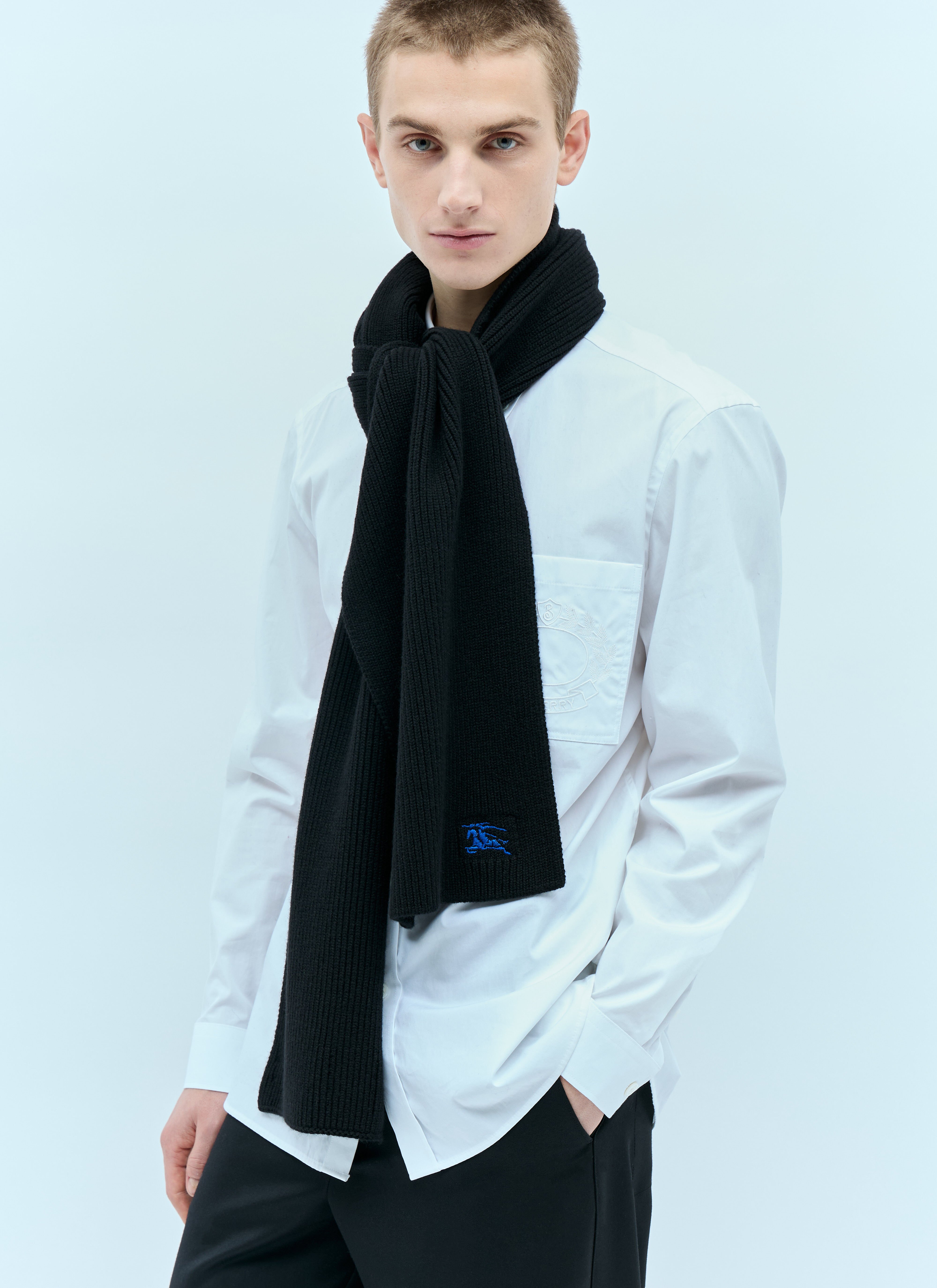 Burberry Ribbed Cashmere Scarf in Black LN CC