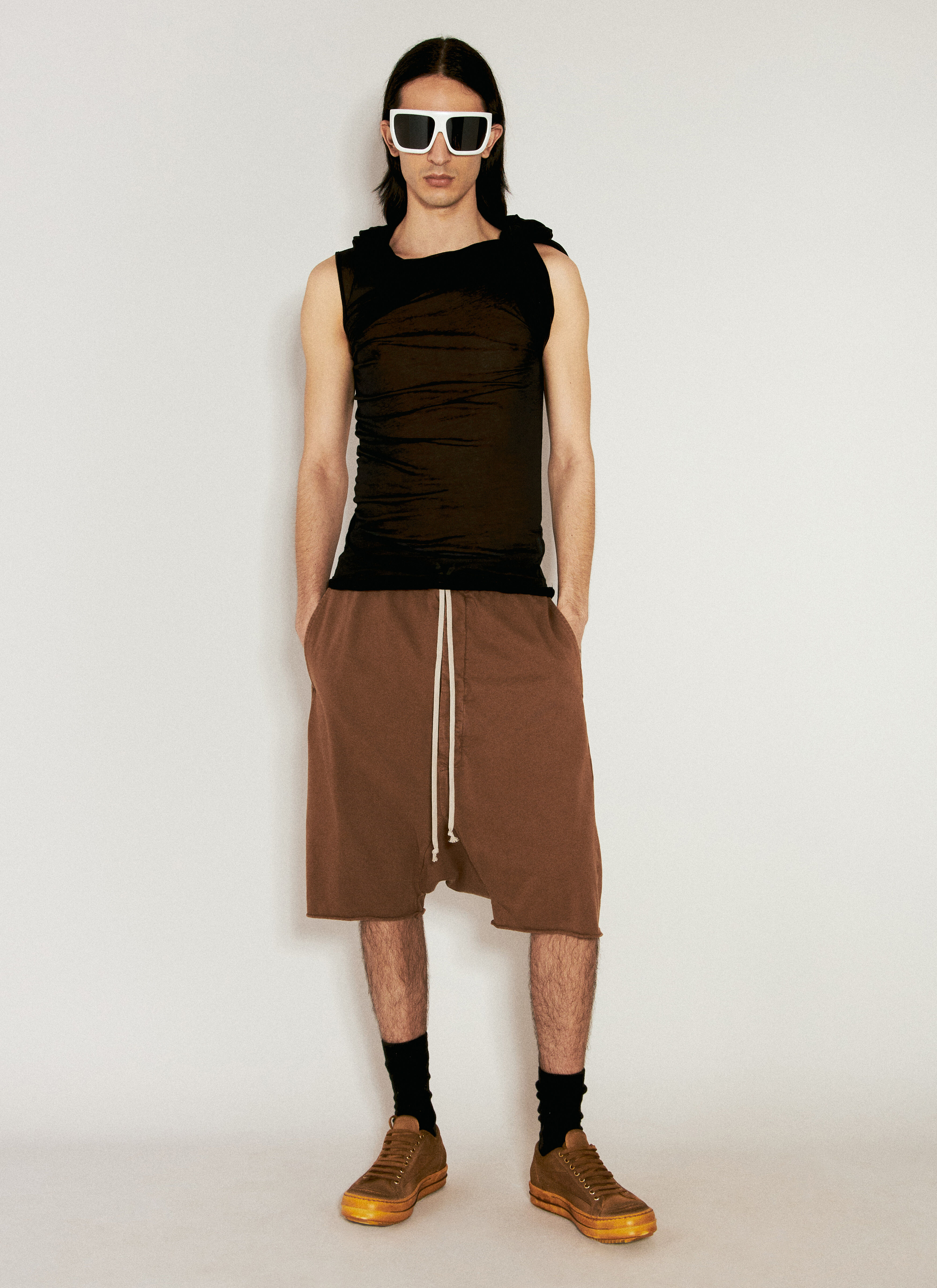 Rick Owens DRKSHDW Men s Drawstring Pods Shorts in Brown LN CC
