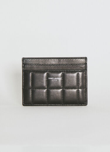 Saint Laurent Logo Print Quilted Cardholder Black sla0154057
