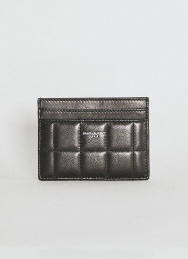 Logo Print Quilted Cardholder Saint Laurent Logo Print Quilted Cardholder Black sla0154057