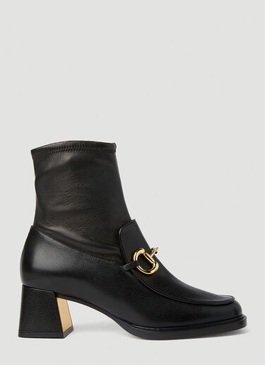 Gucci Horsebit Plaque Ankle Boots Black guc0251156