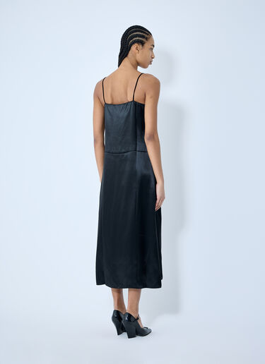 Prada Satin Logo Patch Midi Dress Black pra0259013