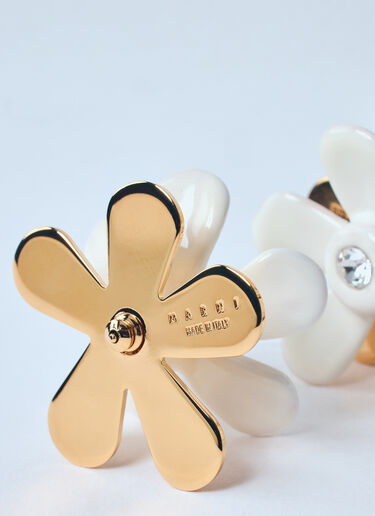 Marni Enameled Metal Flower Pop Earrings White mni0259030