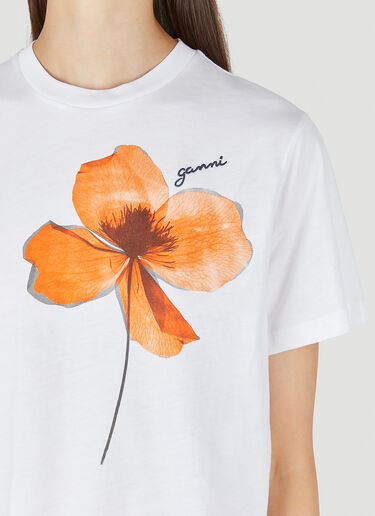 GANNI Logo Flower T-Shirt White gan0250065