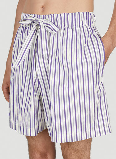 Tekla Lido Stripe Sleep Shorts Purple tek0353019