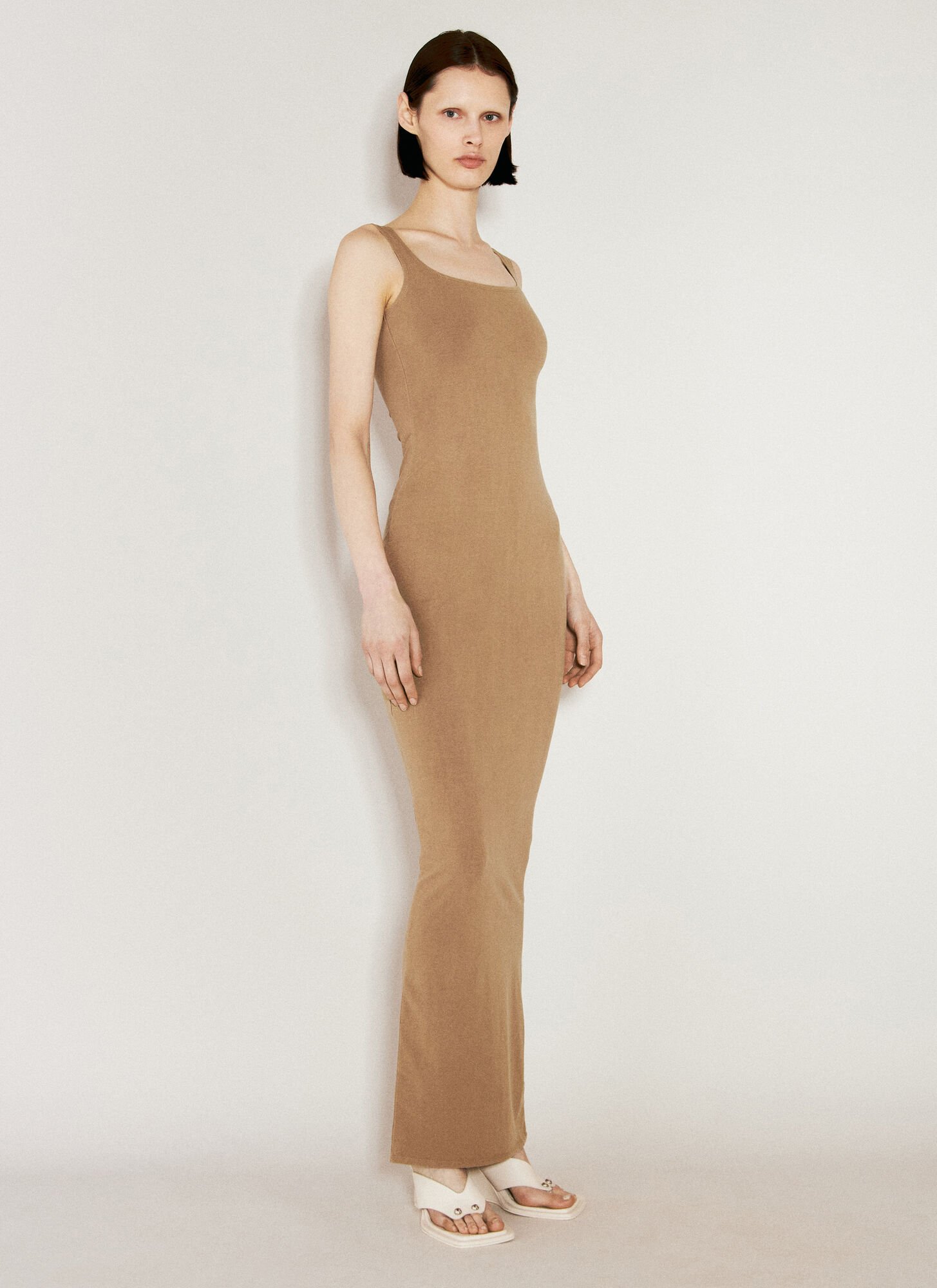 Shop Entire Studios Square Neck Maxi Dress In Brown