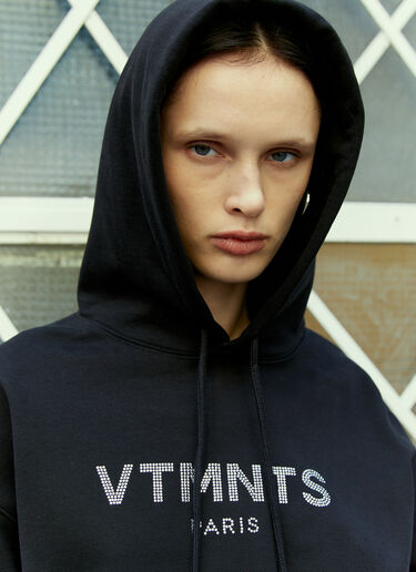VTMNTS Paris Crystal Logo Hooded Sweatshirt Black vtm0354005