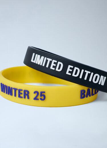 Set Of Three Logo Print Bracelets Balenciaga Set Of Three Logo Print Bracelets Black bal0262031