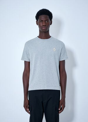 Moncler Set of Three Logo Motif T-Shirts Grey mon0163057