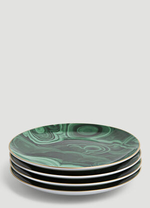 L'Objet Set-of-Four Malachite Dessert Plates Green wps0644150