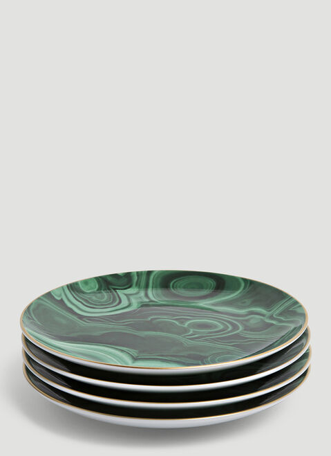 L'Objet Set-of-Four Malachite Dessert Plates Green wps0644150