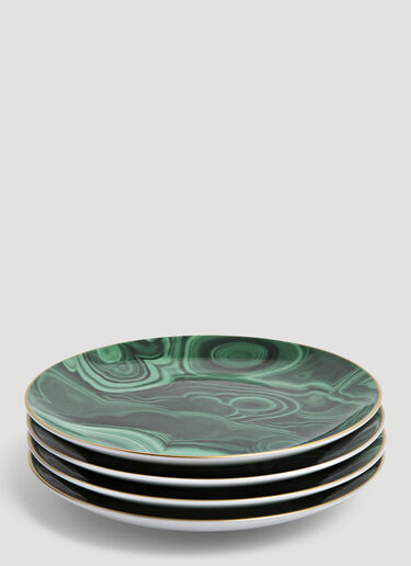 L'Objet Set-of-Four Malachite Dessert Plates Green wps0639519