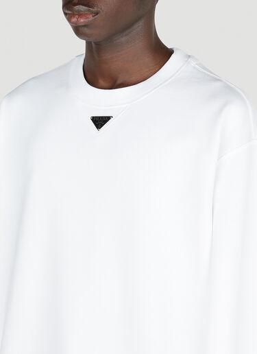 Prada Cotton Logo Plaque Sweatshirt White pra0153003