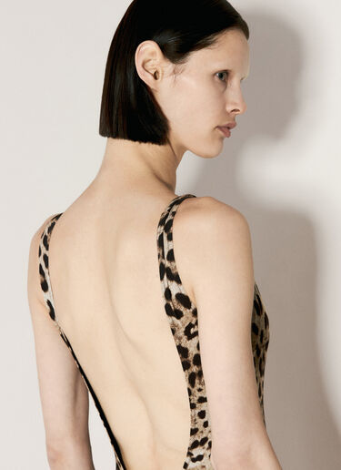 Dolce & Gabbana Leopard Print Swimsuit Brown dol0255005