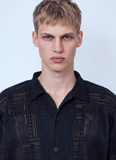 Homme Plissé Issey Miyake Lace Grid Pleats Shirt Black hmp0166020