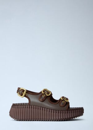 Chloé Nama Wedge Sandals Brown chl0265038