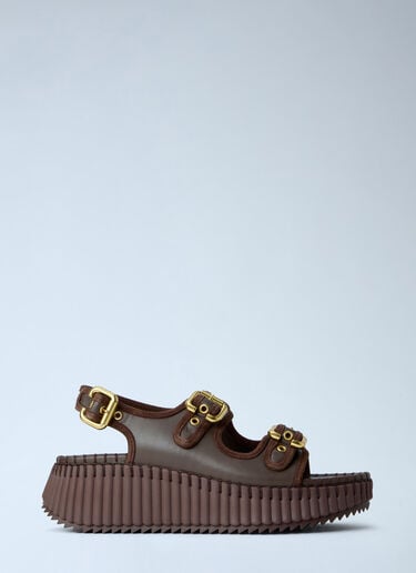 LN-CC® - Chloé: Nama Wedge Sandals - Brown Chloé Nama Wedge Sandals Brown chl0265038