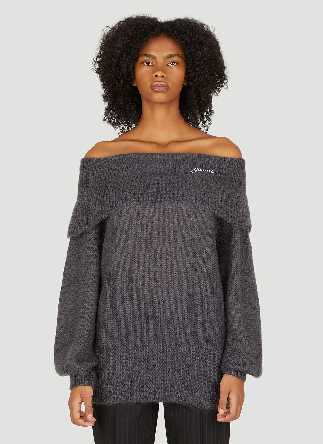 Grey off clearance the shoulder sweater