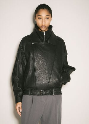 Saint Laurent Bomber Leather Jacket Black sla0257003