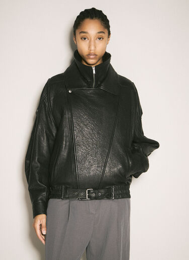 Saint Laurent Bomber Leather Jacket Black sla0257003